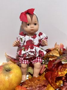 Doll Dress Apple Picking for 8 inch doll like Caring for Baby by American Girl